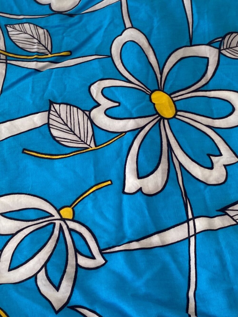 Fabric Retro Teal Garden Quilting Sewing Cloth  88 x 52 Inch Art Craft Remnant
